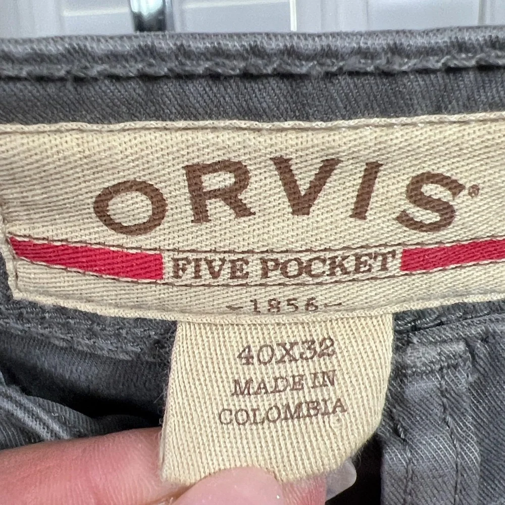 Orvis Men’s 5 Pocket Straight Leg Grey Cotton Pants size 40x32